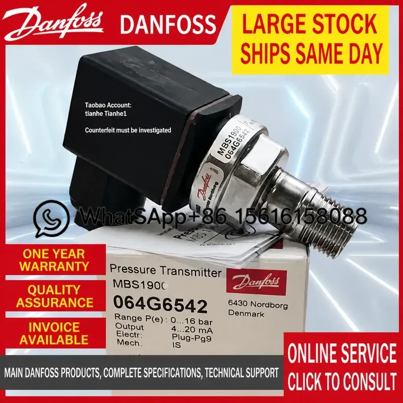 Danfoss MBS1900 Pressure Transmitter 0-4bar 0-6bar 0-10bar -1-3bar Industrial Sensor with Wire High Precision Reliable