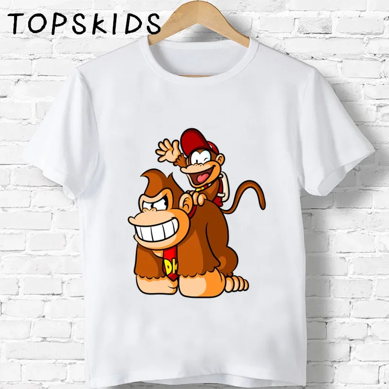 

Hot Sale Children Donkey Kong Country Print Cartoon T-shirts Boys Girls Funny Monkey Baby Tops Kids Summer Short Sleeve T shirt