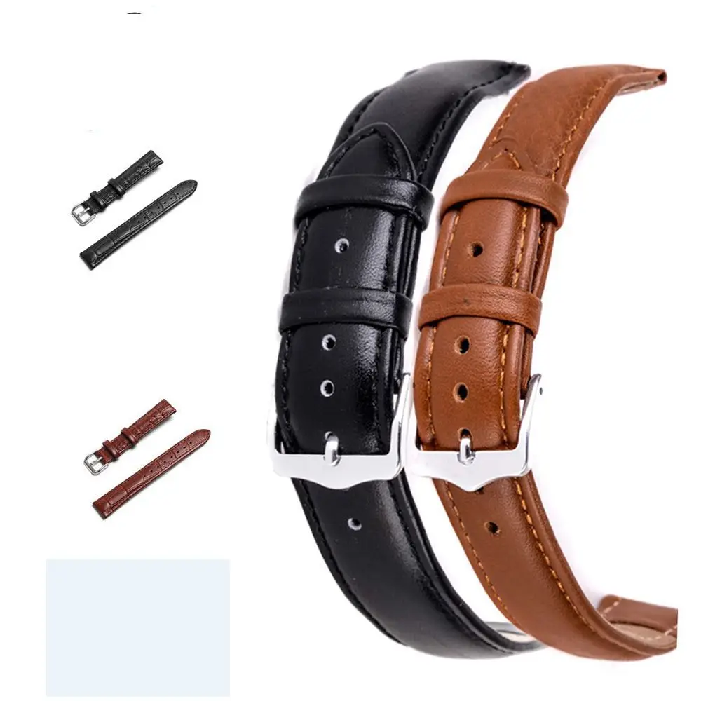 

16mm 20mm 22mm Soft Genuine Leather Steel Buckle Watch Band Strap Wrist Watchband Sports Belt Sweatband