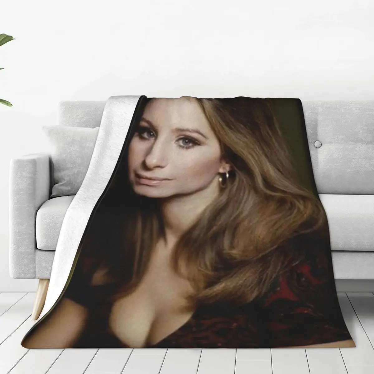 Barbra Streisand Flannel Blanket Singer Actress Warm Soft Throw Blanket for Couch Chair Sofa Bed Camp Bedspread Sofa Bed Cover