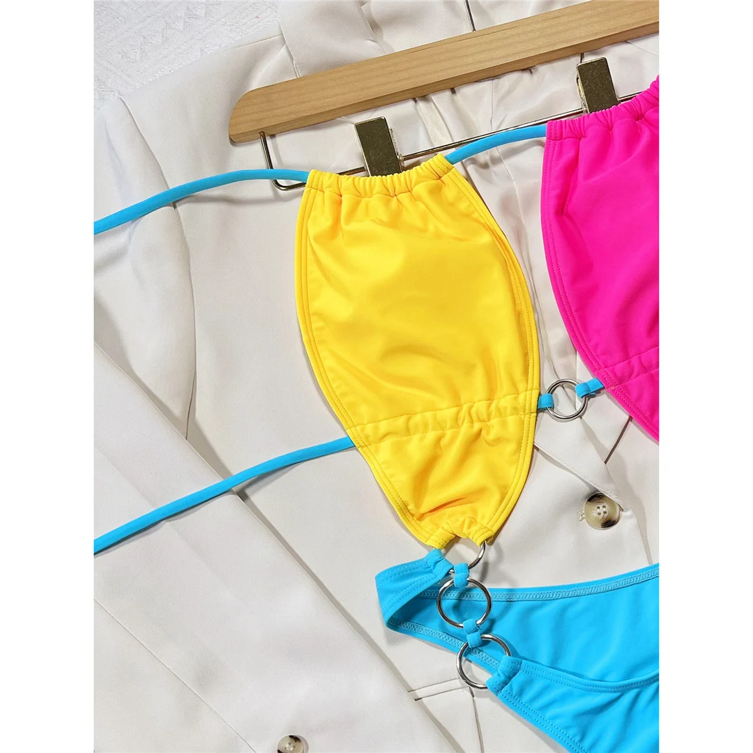 Sexy Splicing Neckholder-Badeanzug mit Ausschnitten am Rücken, Damen-Badeanzug, einteiliger Badeanzug, Monokini mit Polsterung, Badebekleidung, Badeanzug V4274 – Detail 11