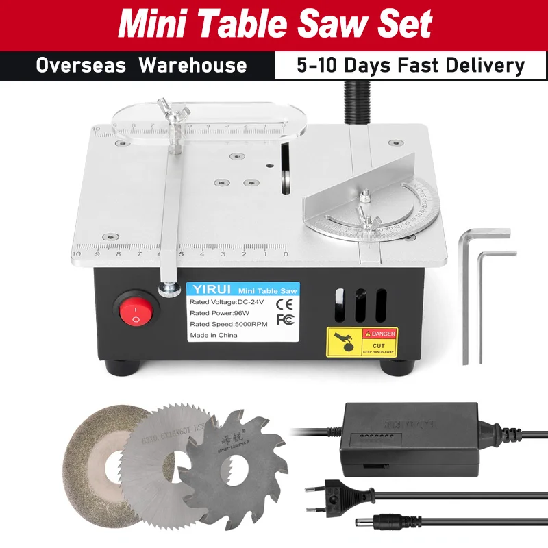 Mini Multifunctional Table Saw Electric Desktop Saws Small Household DIY Cutting Tool Woodworking Lathe Machine w/ 3pcs Sawblade