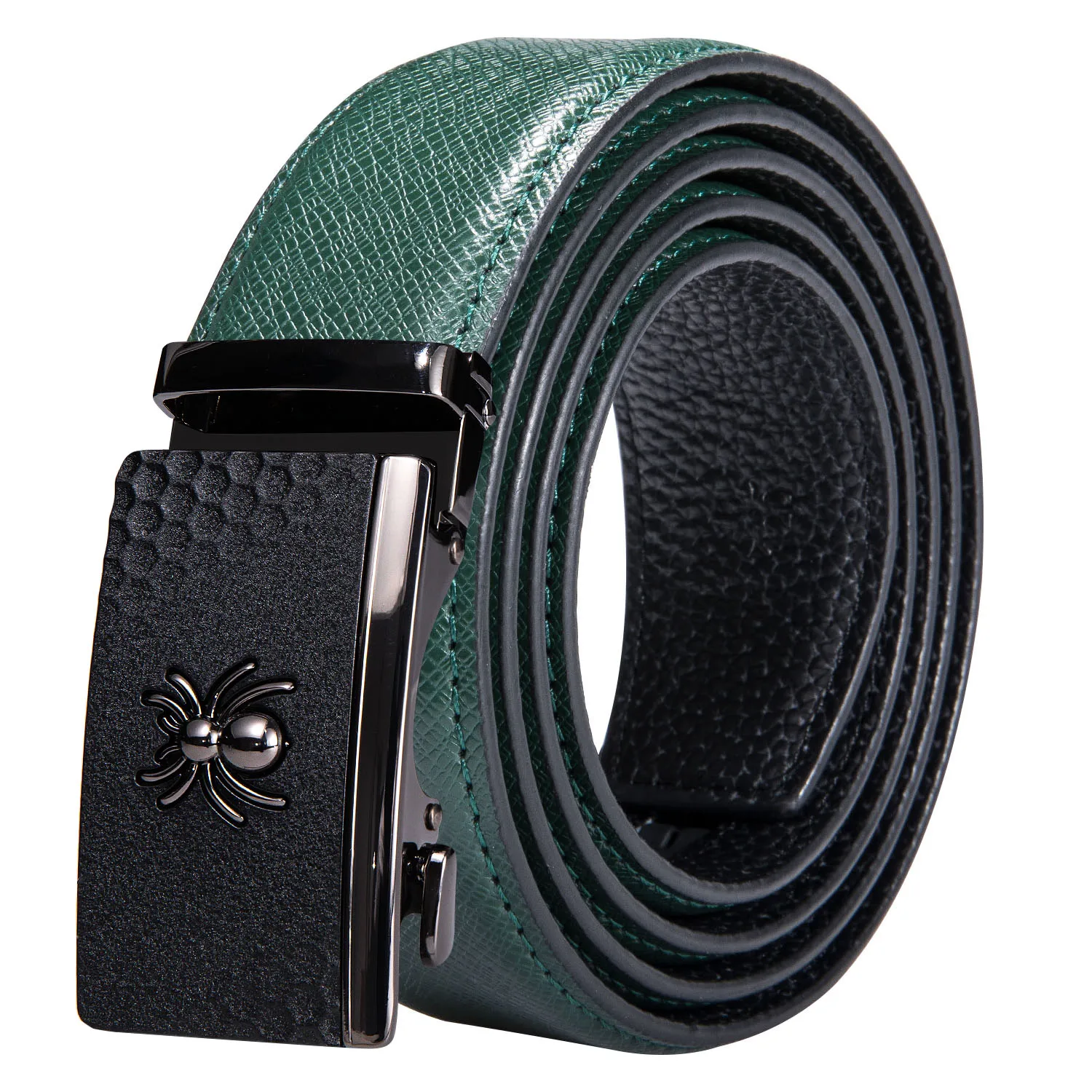 High Quality Green Faux Leather Belts For Men Metal Automatic Buckle Men's Belt Luxury Famous Brand Waist Strap DiBanGu
