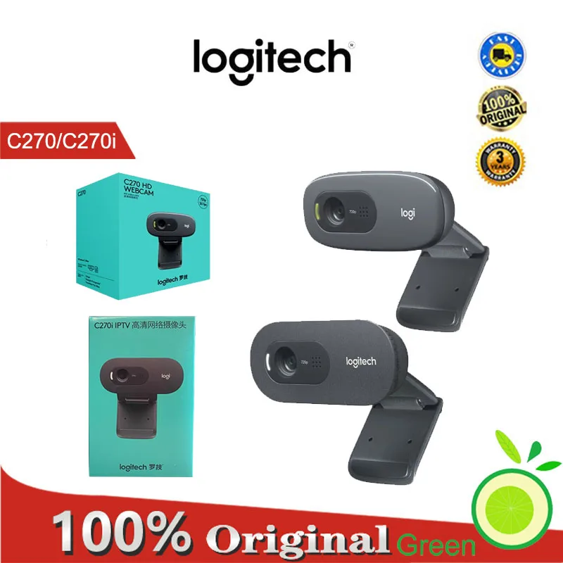 

LOGITECH C270 / C270i Computer Web Camera, HD Video Webcam with Built-in Microphone 720P, USB 2.0, logitech, 100% Original