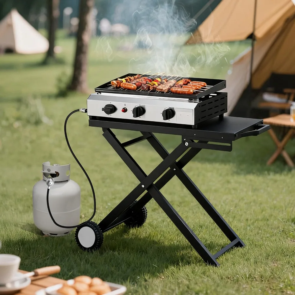 

Портативная складная газовая сковорода, пропановая кухонная станция, 3 горелки для кемпинга, пикника