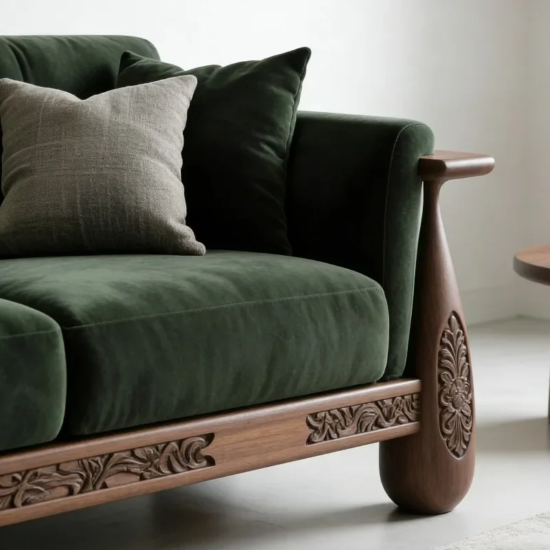 & Minimalist New Chinese Style Solid Wood Living Room Sofas Corner 3 Seater Couch Armchairs Sofa Living Room High-end