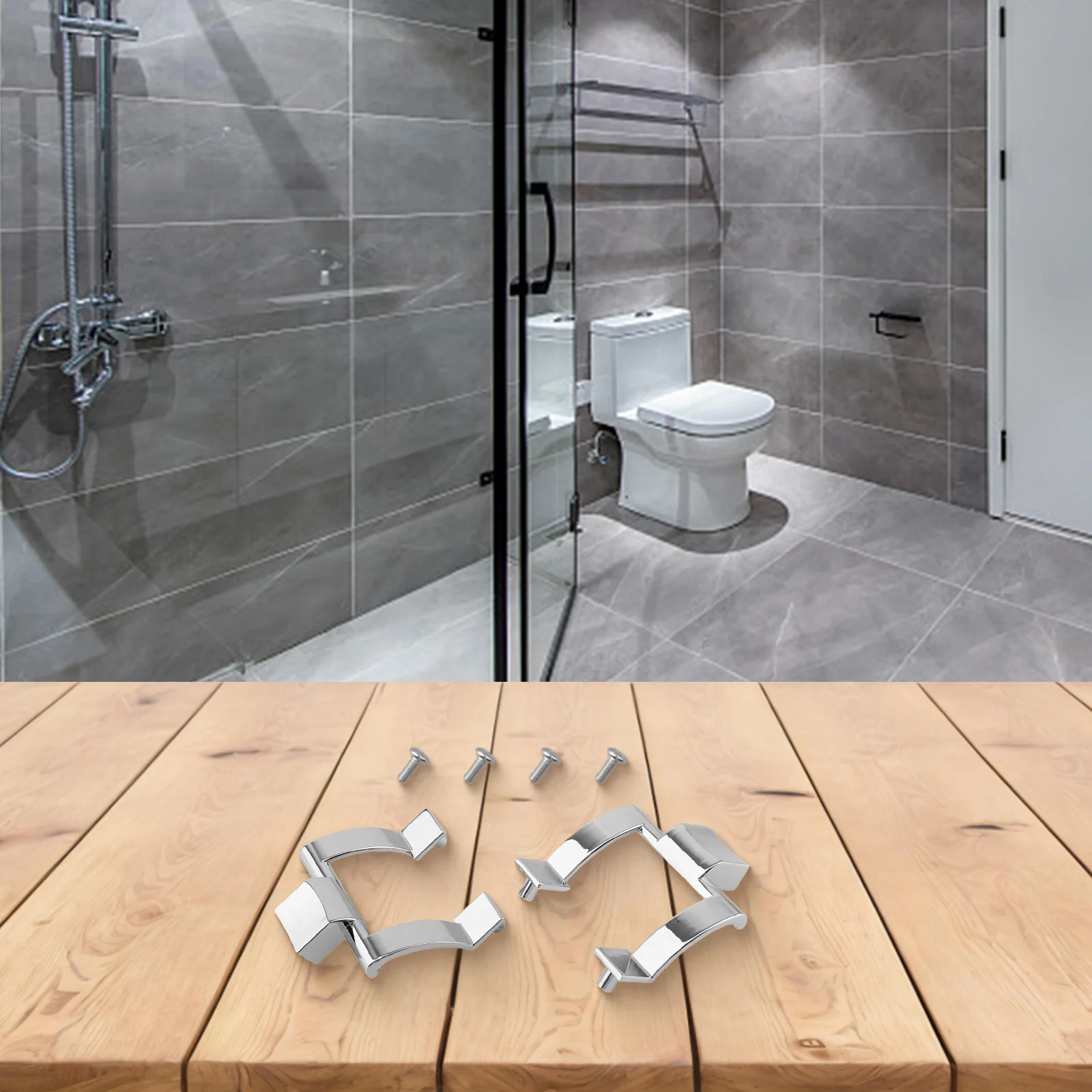 Sturdy Shower Door Handle Bracket Set Made from Zinc Alloy Effortless Installation for a Secure Bathroom Experience
