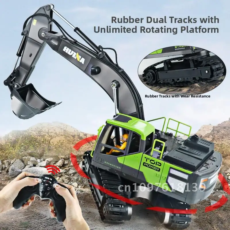 New product 13 channel simulation remote control alloy dai excavator 1:18 with smoking excavator hook machine children's toy