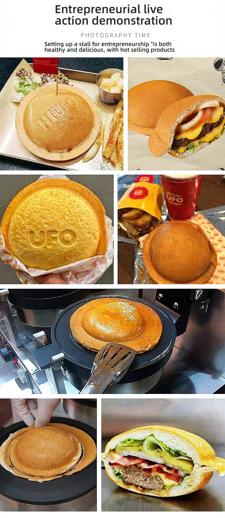 Homeise elétrica sorvete waffle maker recheado hambúrguer imprensa waffle bolo padeiro panqueca fogão máquina de café da manhã 1200w hambúrguer