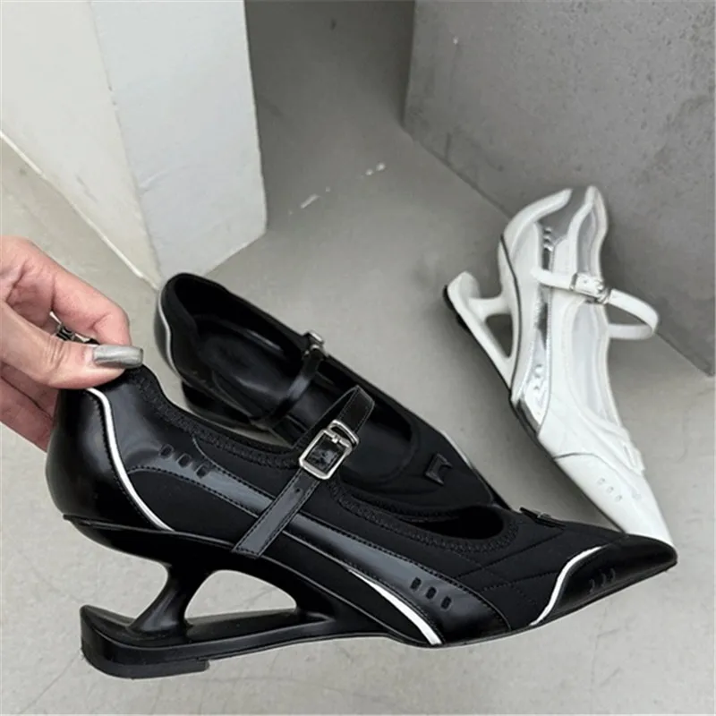 

Fashion Women Pointed Toe High Heels Shoes for Women's Shallow Buckle Strange Heels Mary Jane Pumps Ladies Casual Sneaker