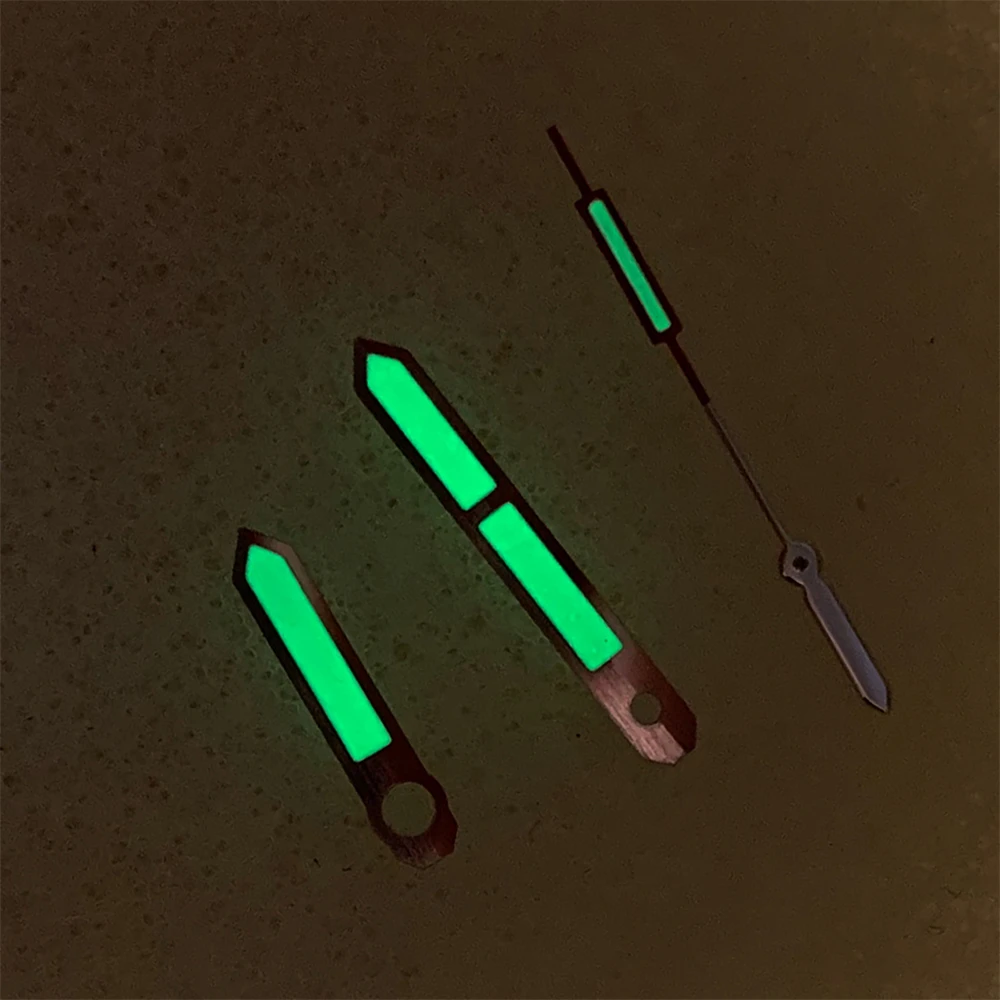 Manecillas NH35, punteros de reloj de plata roja, agujas luminosas verdes aptas para NH35 NH36 4R 7S, accesorios de manecillas de reloj de movimiento