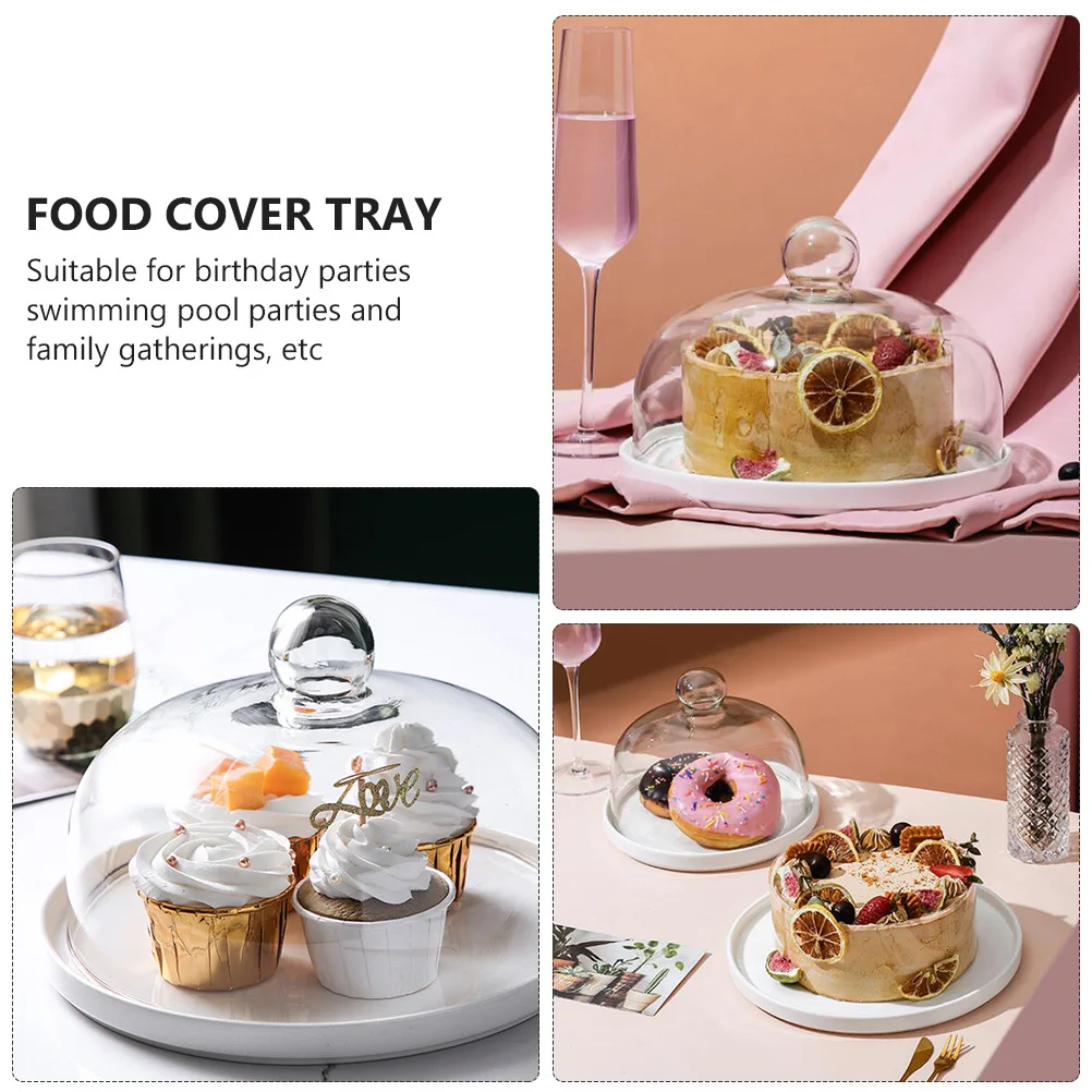 

Cute Cake Plate with Lid Cover Storage Fruit Platter Dish Tray Covered Stand Dome Display Dessert Plates