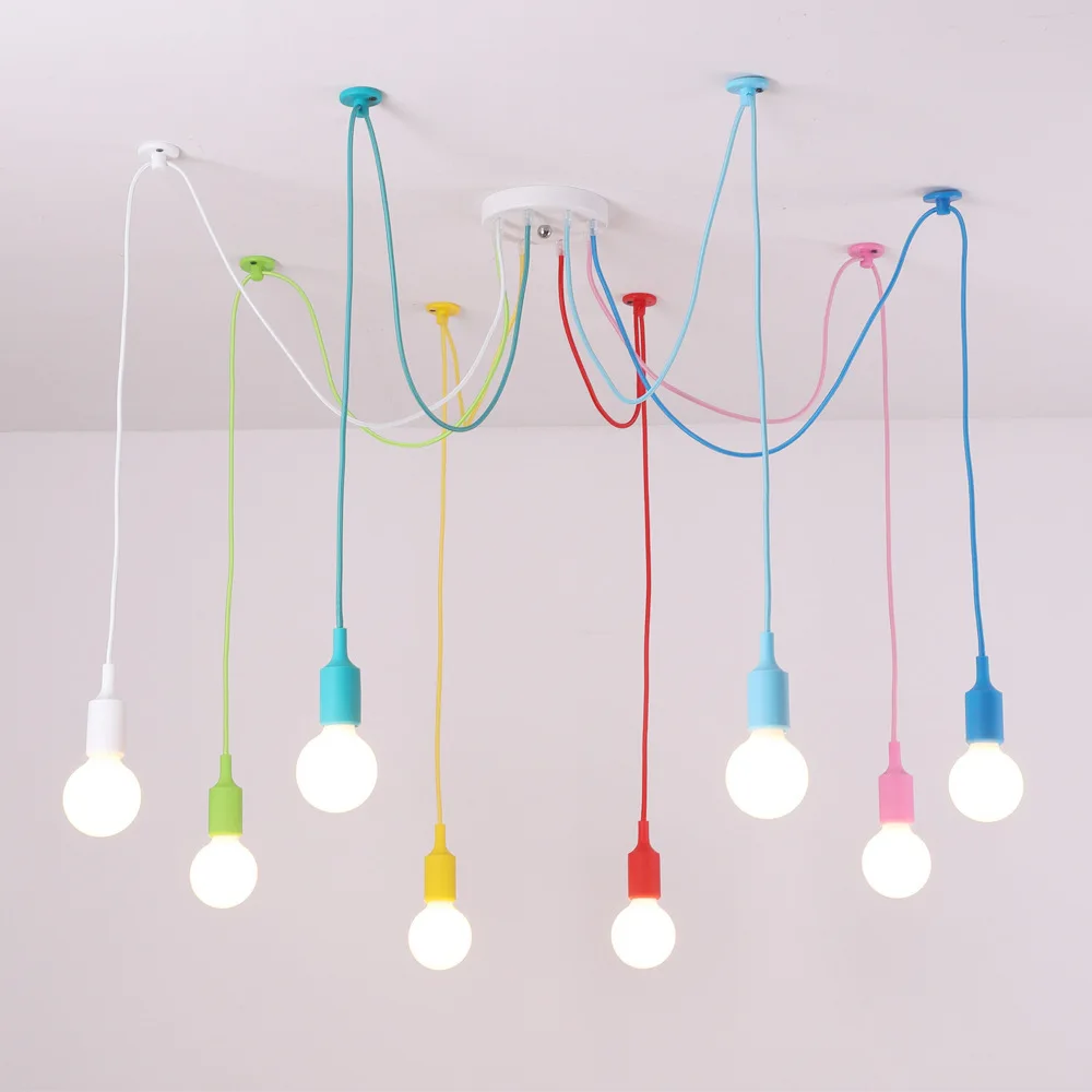 Coloré E27 Multi tête pendentif lumières luminaires d'intérieur moderne Simple plafond suspension lampe chambre décor lustres