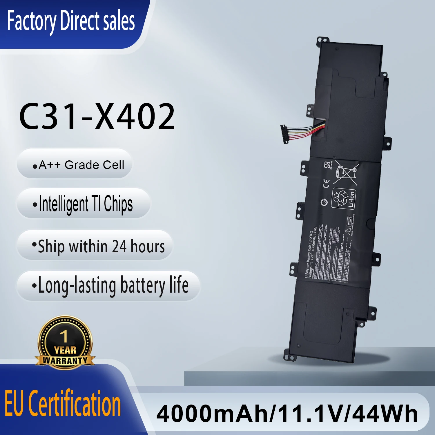 Nueva batería para ordenador portátil C31-X402, 11,1 V, 4000mAh, 44Wh, para Asus VivoBook S300 S300C S300CA S300E S400 S400C S400CA S400E Series C31-X402