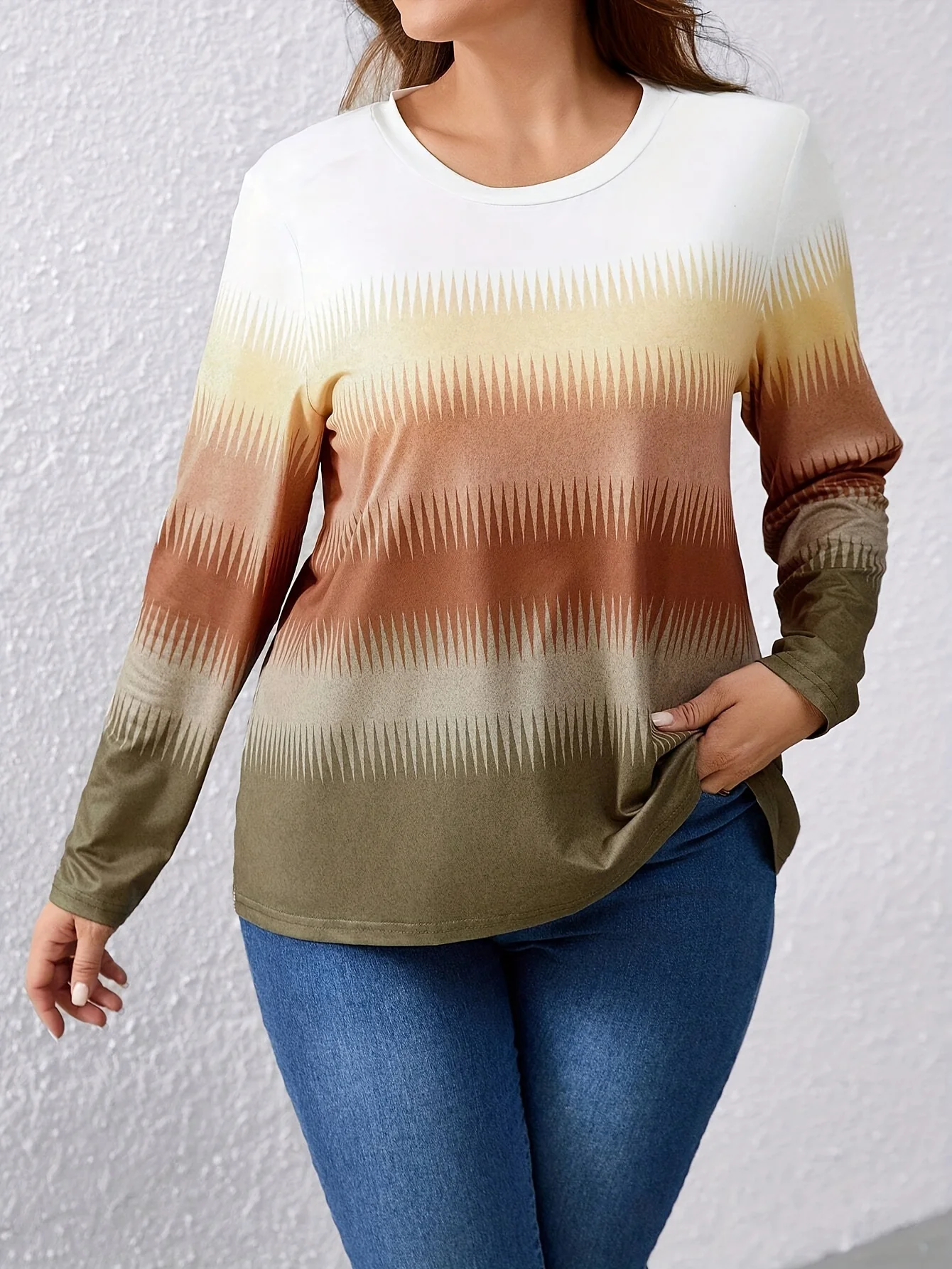 

Clothing Womens T-Shirt Neck Round Sleeve Long Casual