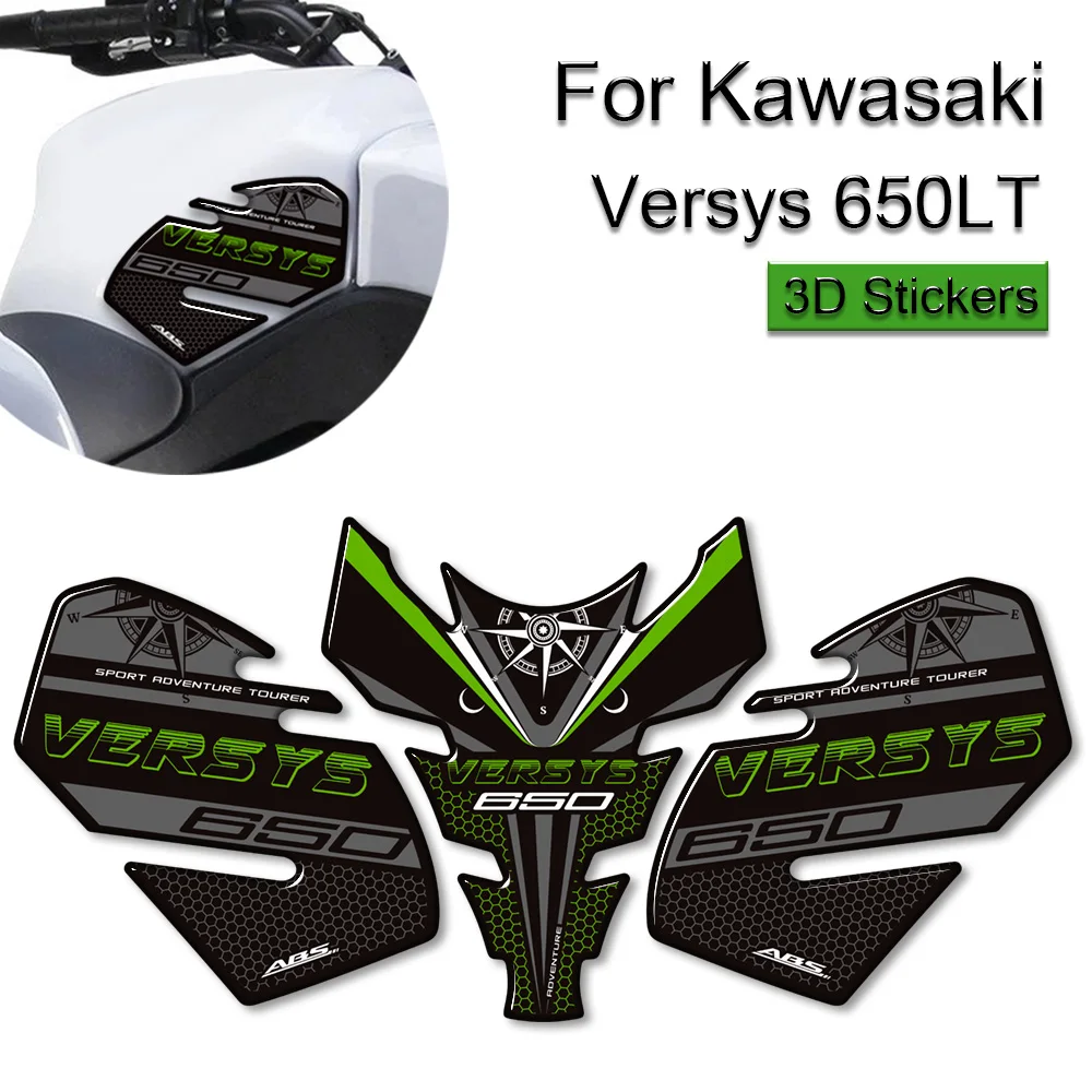 

Tank Pad Side Grips Gas Fuel Oil Knee 3D Stickers Motorcycle For Kawasaki Versys 650LT 650 LT Adventure Touring Protector