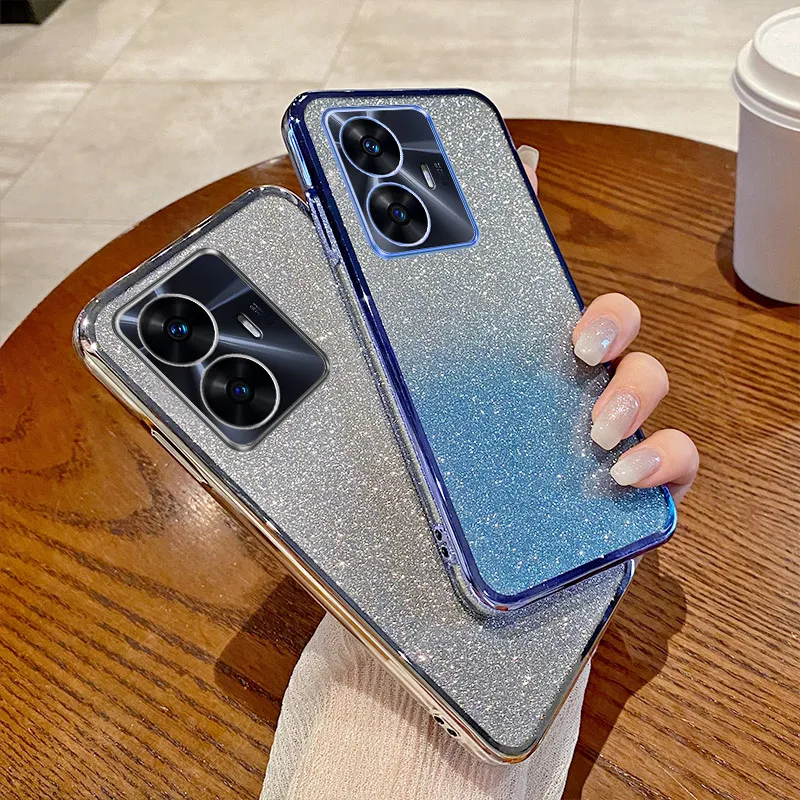 

Для OPPO Realme C55 чехол Realme Narzo N55 4G чехол для телефона Блестящий силиконовый чехол для объектива камеры Мягкая задняя крышка