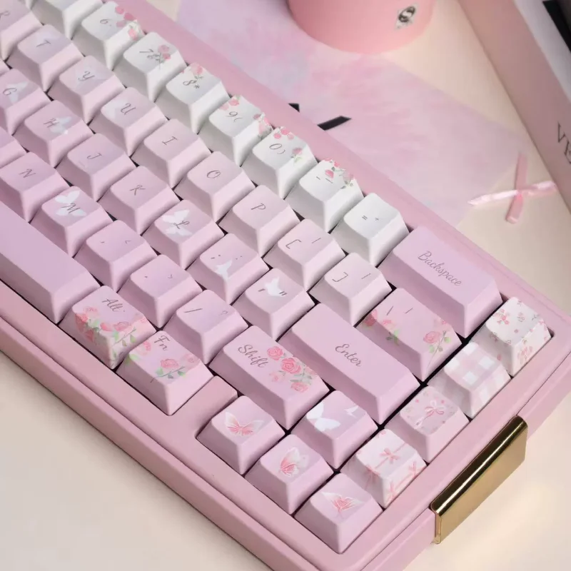 

Pink Love Song Keycaps 137 Keys Cherry Pbt 137 Keys Alice Layout Keycaps 2.25/2.75U Iso Layout Keycaps