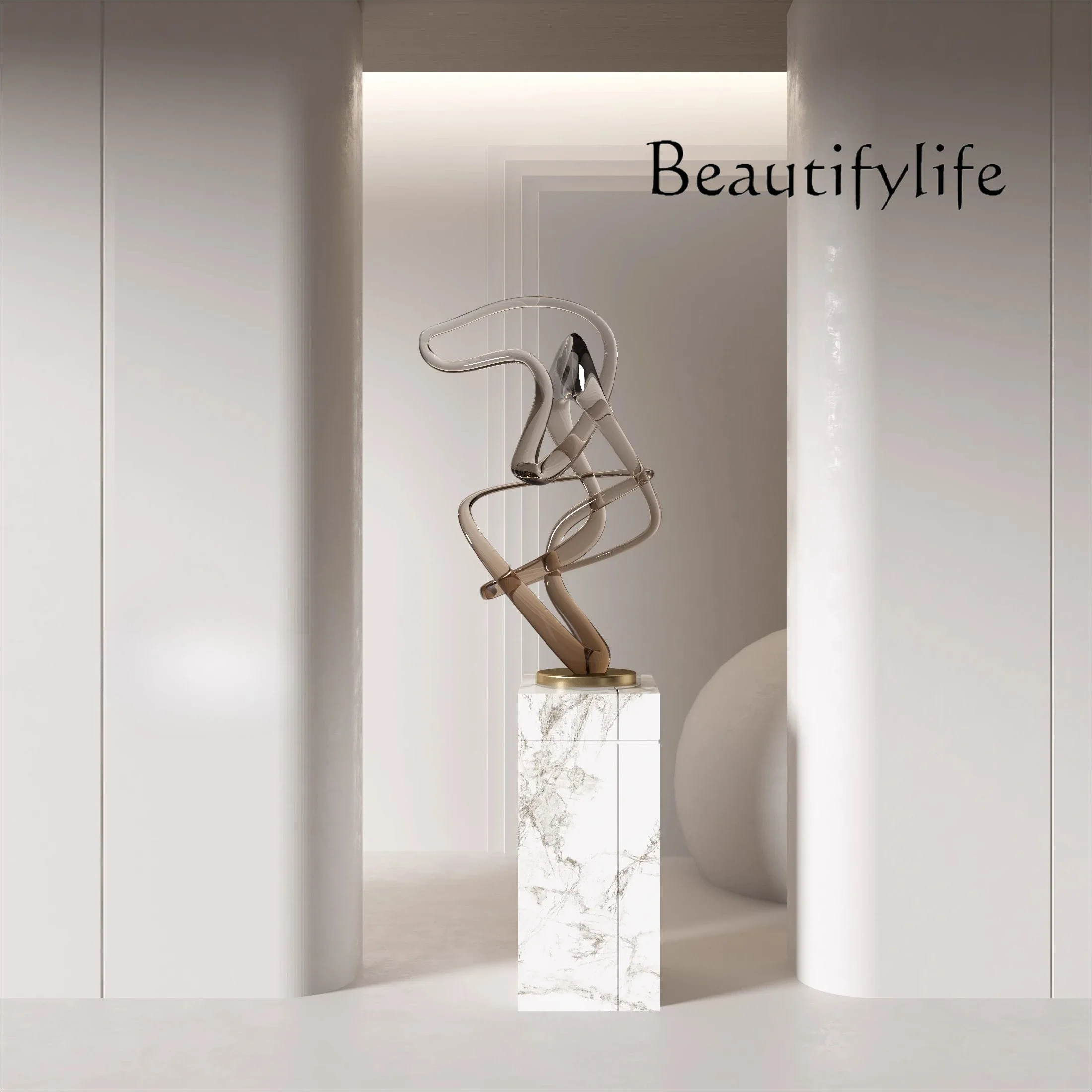 

Modern light luxury transparent resin irregular shape lobby sales office abstract art decoration