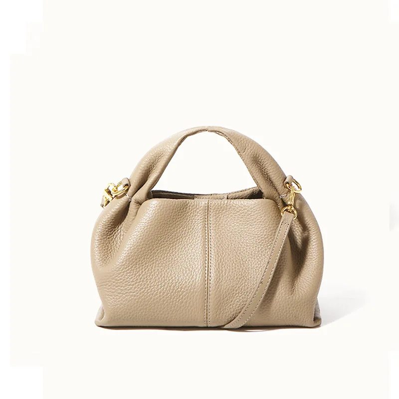 Handbag 2025 New Cloud Genuine Leather Women's Vintage Pleated Dumpling Versatile Crossbody Genuine Leather Female Top-handle