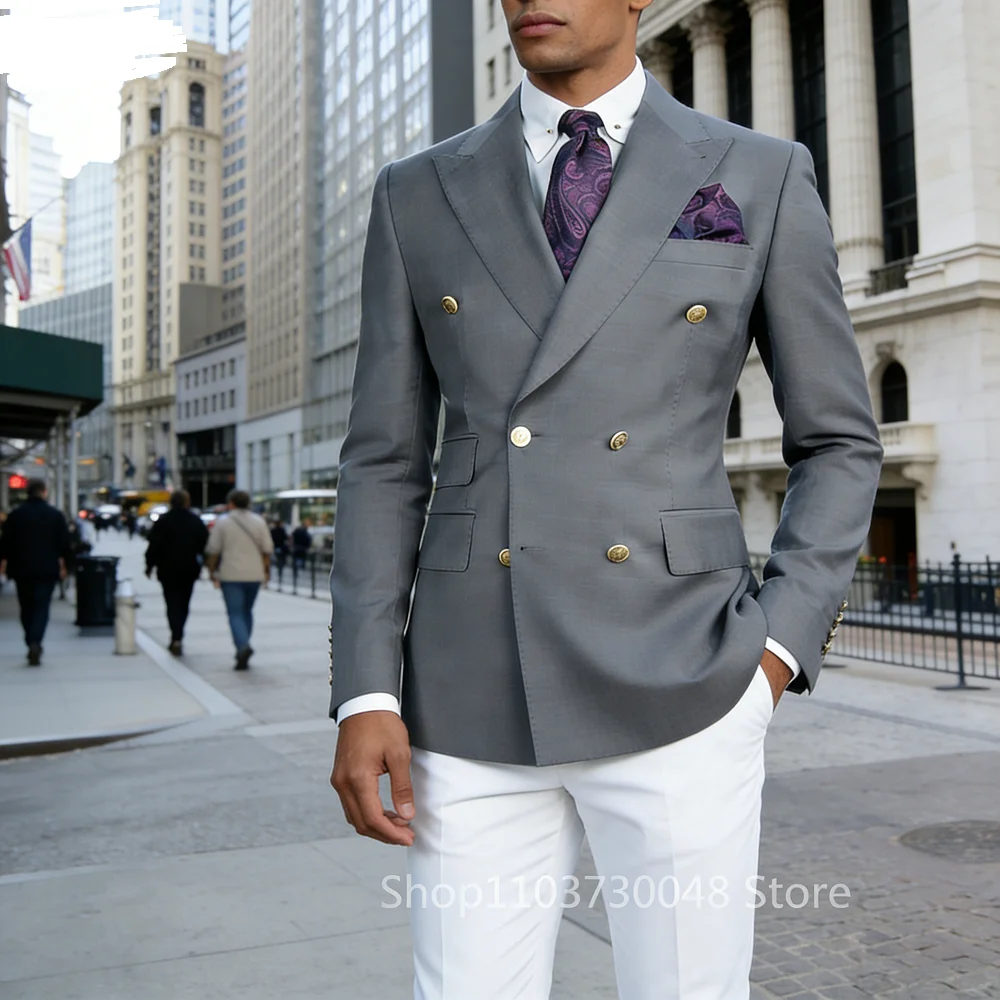 

Men's Monochromatic Blazer with Peak Lapel Double Breasted Dinner Dance Jacket Elegant Slim Fit Tuxedo Coat for Smoking