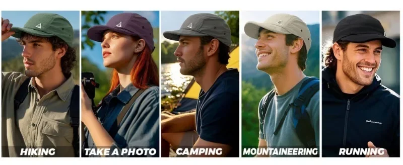 Sommer Trucker Cap 5-Panel-Baseballkappen Männer Frauen Kurze Krempe Papa Hüte Flat Bill Casual Running Cap Sonnenhut Paar Kadettenkappe – Detail 5