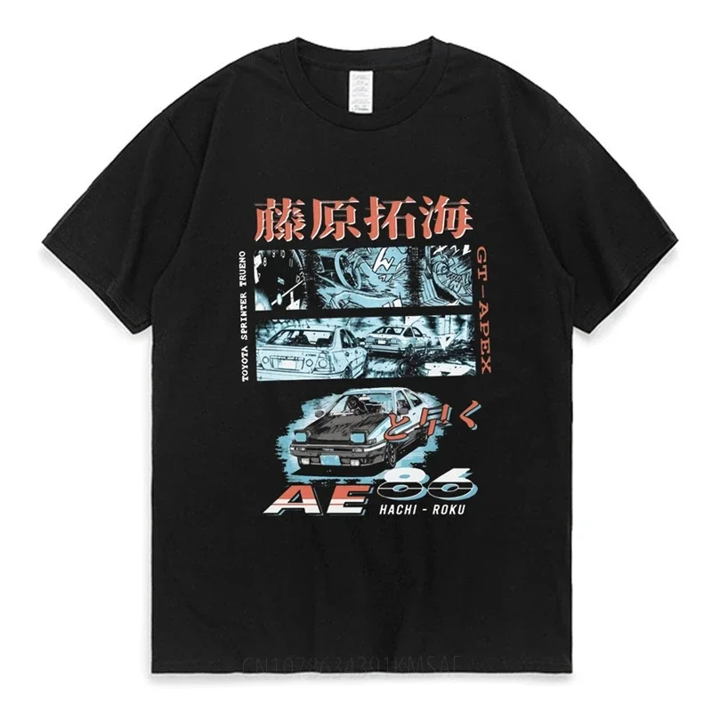 Initial D Manga Hachiroku Shift Drift Men T Shirt Takumi Fujiwara Tofu Shop Delivery AE86 Men's Women T-shirt Anime Tees