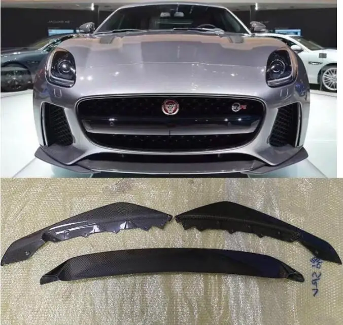 For Jaguar F-TYPE 2013 2014 2015 2016 2017 2018 2019 SVR Front Bumper Splitters Lip Spoiler Real Carbon Fiber Body kit