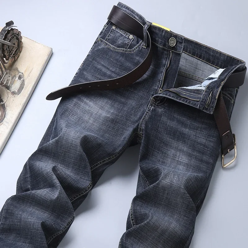 جينز كلاسيكي فضفاض مستقيم الساق للرجال بسيط كاجوال عالي الخصر متعدد الاستخدامات مريح مناسب من البر الرئيسى للصين #3