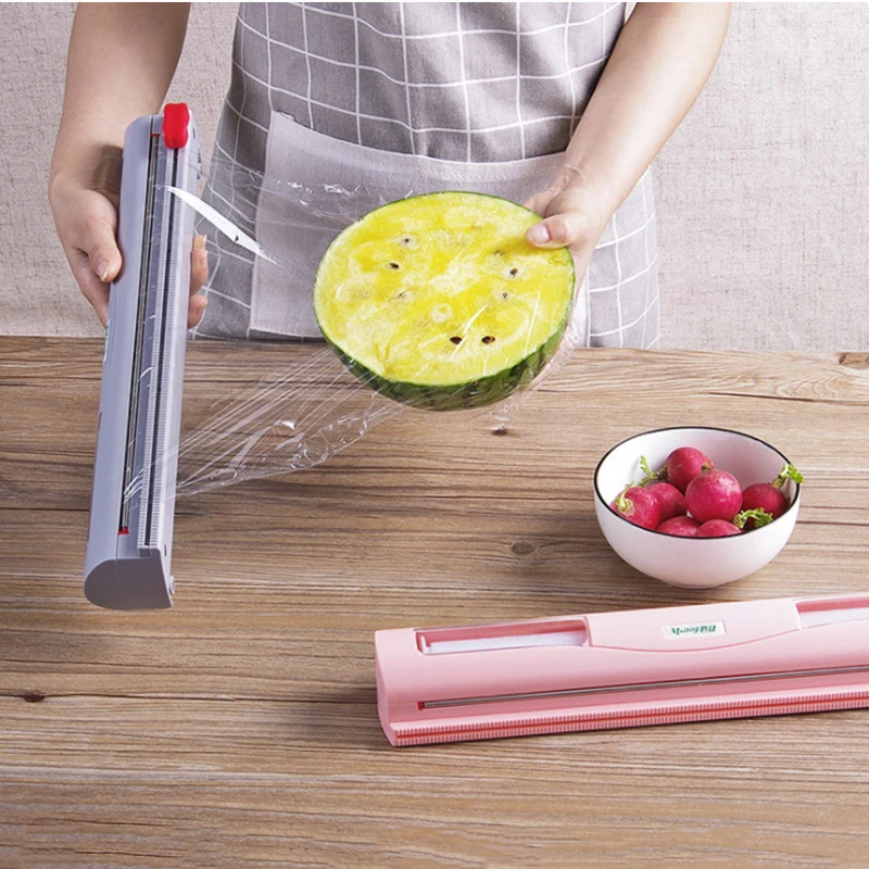 Food Wrap Dispenser/Cutter, Kitchen Tool Foil Cling Film  Dispenser Plastic Sharp Cutter Storage Holder