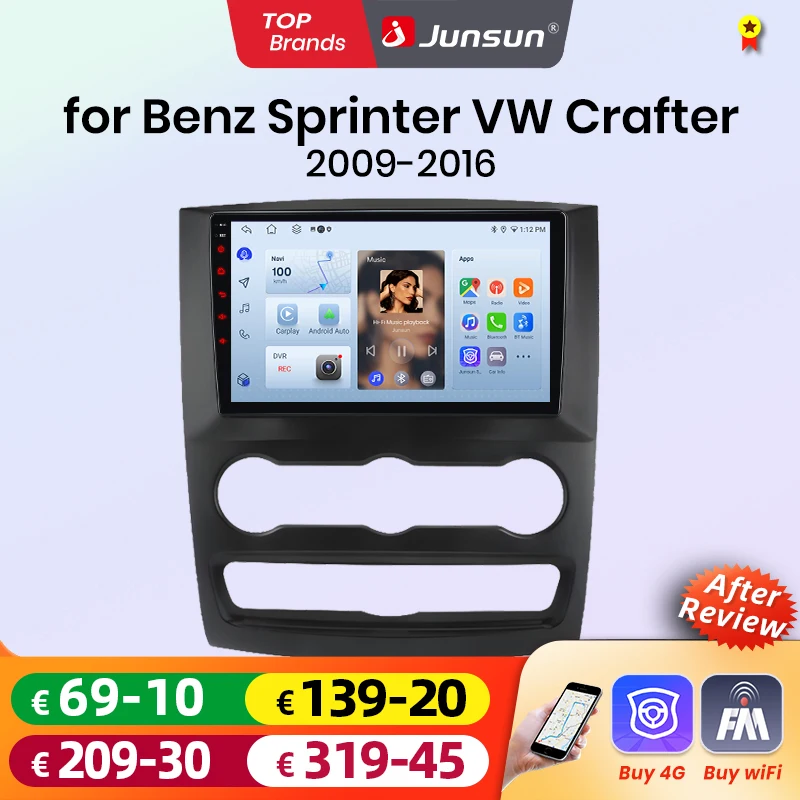 Junsun Android Auto Autoradio für Benz Sprinter VW Crafter 2009 2010 2011 2012 2013-2016 Multimedia Wireless Apple CarPlay Intelligente Systeme IPS Touchscreen Stereo Videoplayer 2 Din Autoradio Head