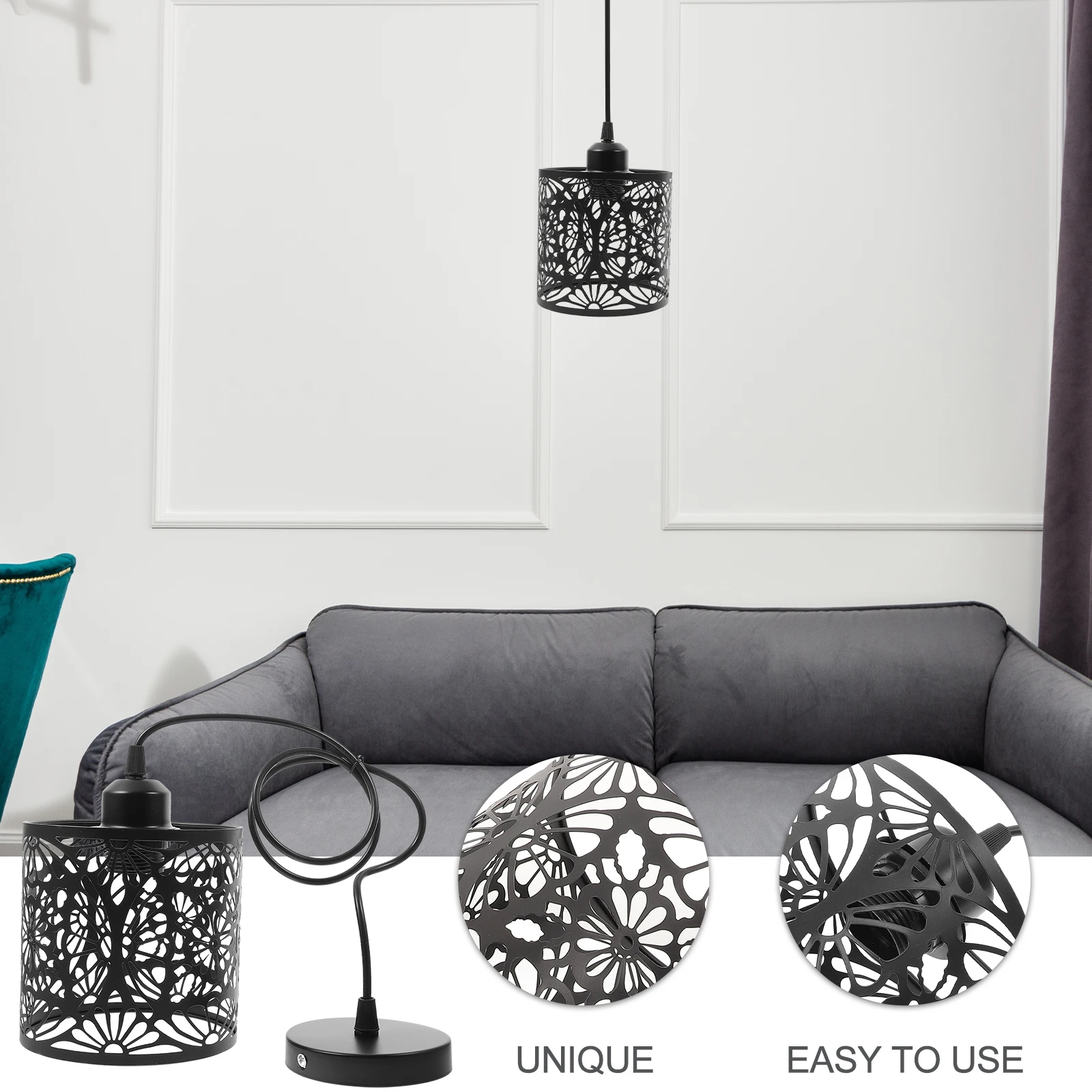 

Single Head Iron Pendant Light 110-240V Modern Bedroom Living Room Office Decor Metal Ceiling Hanging Lighting Fixture