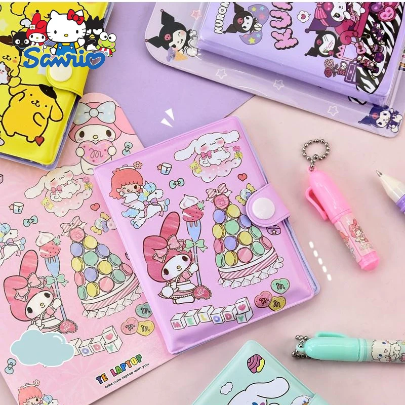 Sanrio Handbook Kuromi Cinnamoroll Melody Pompompurin Cartoon Cute Children Notebook And Ballpoint Pen Set Child Gift Wholesale