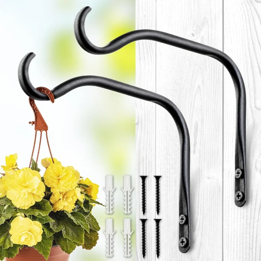 

Durable Plant Hangers Brackets: 2 Pack 6 8 12 Inch Outdoor Metal Hanging Plant Brackets Rustproof Wall Hooks for Hanging Flower