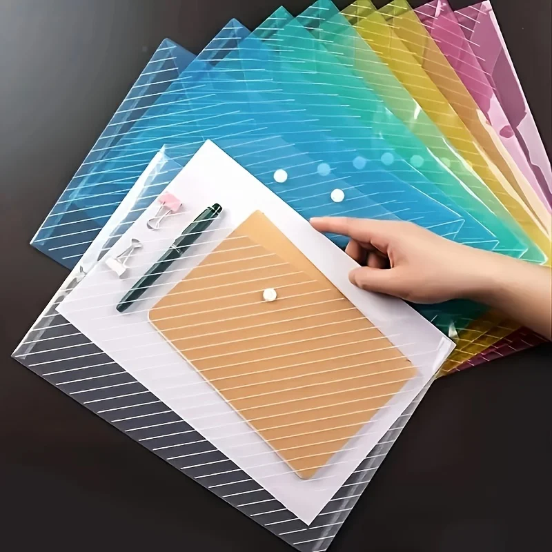 

10pcs A4 Plastic File Folders, Waterproof Document Organizer, Durable Button Closure, for School and Office Paper Storage