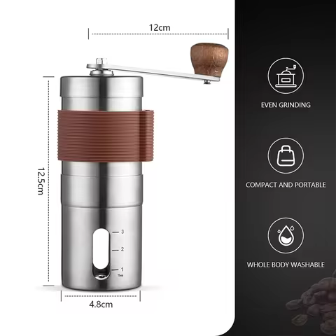 Manual Coffee Grinder Portable Coffee Bean Grinders Mini Stainless Steel Easy Hand Handmade Mill Foamer Kitchen Accessories Tool