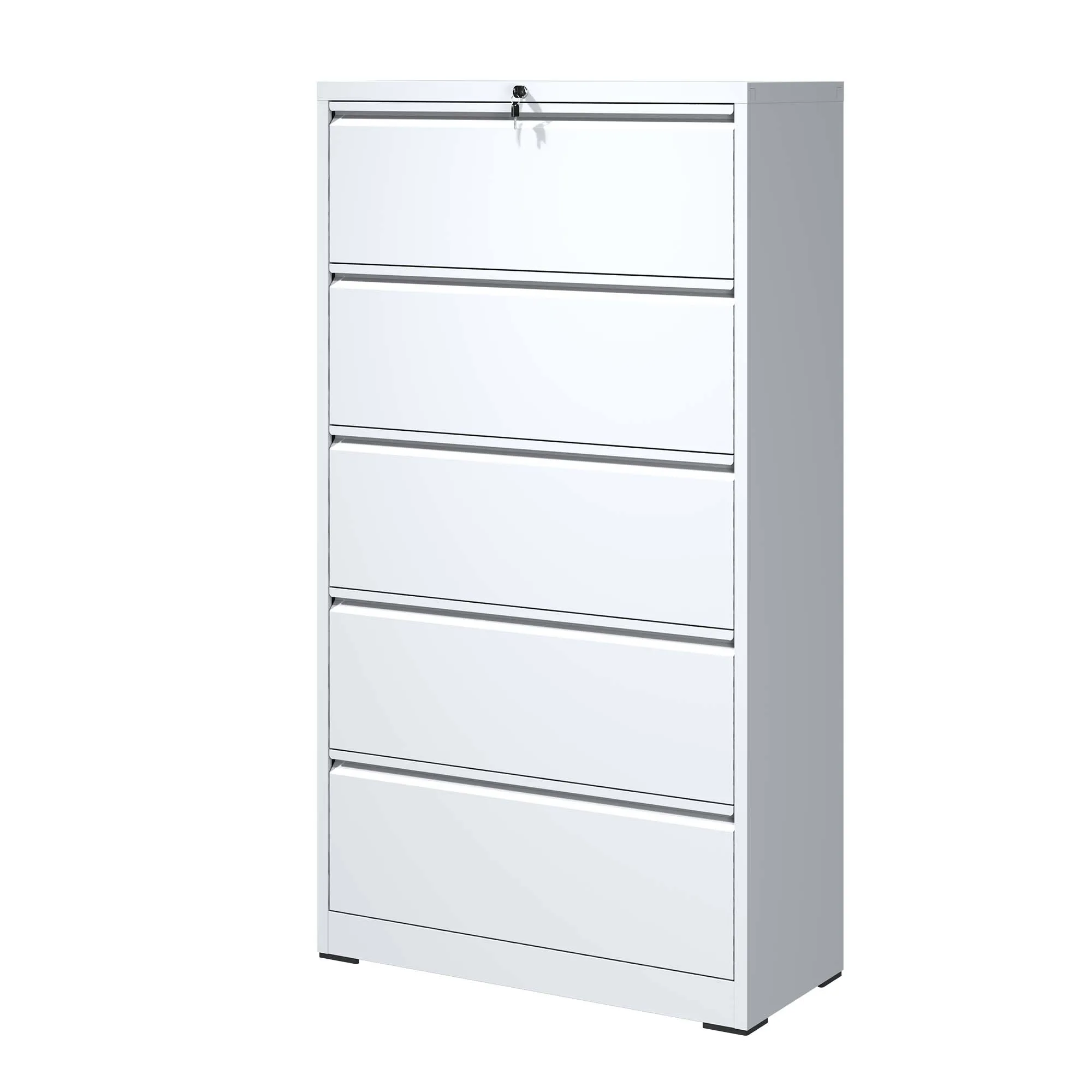 

5 Drawer Metal Lateral File Cabinet White Filing Cabinet With for Home and Office