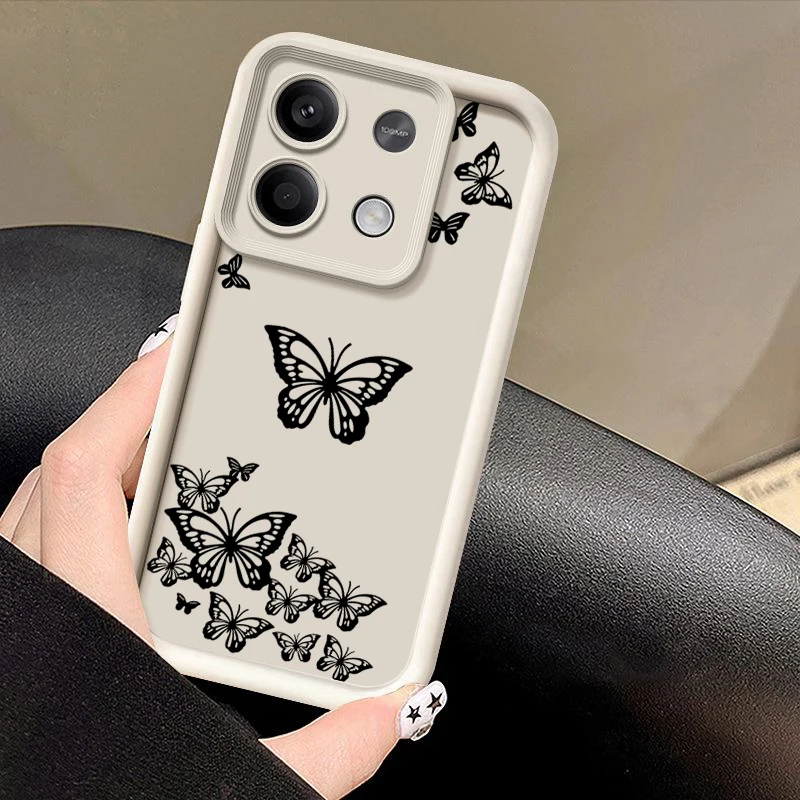 Shockproof Drawing Butterfly Case For Xiaomi Redmi Note 13 12 11 14 Pro 5G 4G 10 Poco F6 X6 X5 14T 11T 13T Pro Silicone Cover
