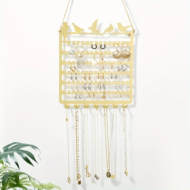 Wall Mounted Jewelry Rack, Metal Hollow 7-layer Jewelry Display Rack, Earrings, Bracelets, Necklaces Display Rack