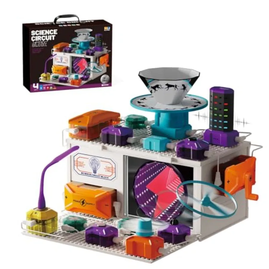 

STEM Electronics Exploration Kit for 3-12: 45 Circuit Parts, 380+ Experiments, Hands-On Physics Learning Toy in Blue Plastic wi