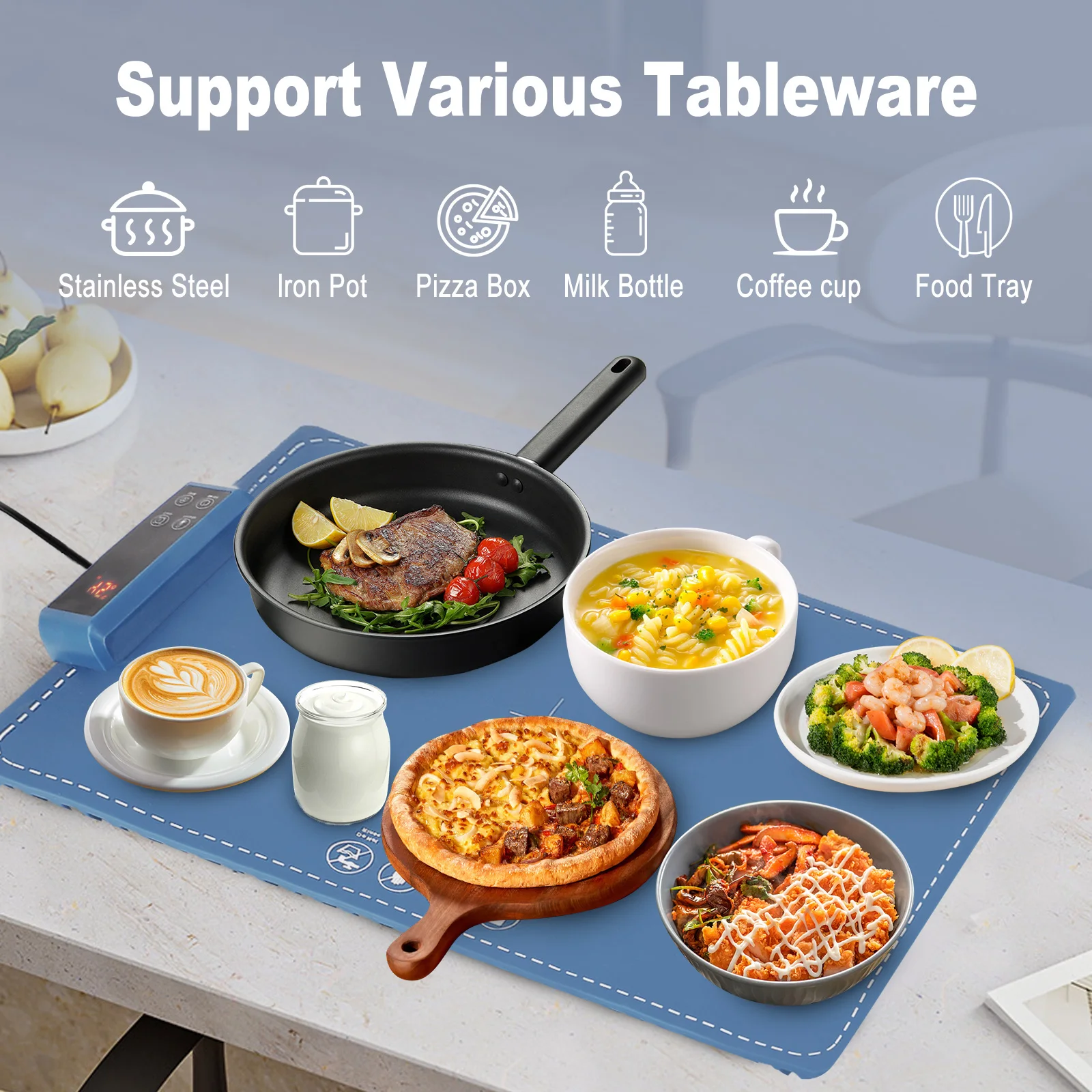 Multifunctional Silica Gel Fast Heating Food Electric Warming Tray Foldable Food Warmer Plate