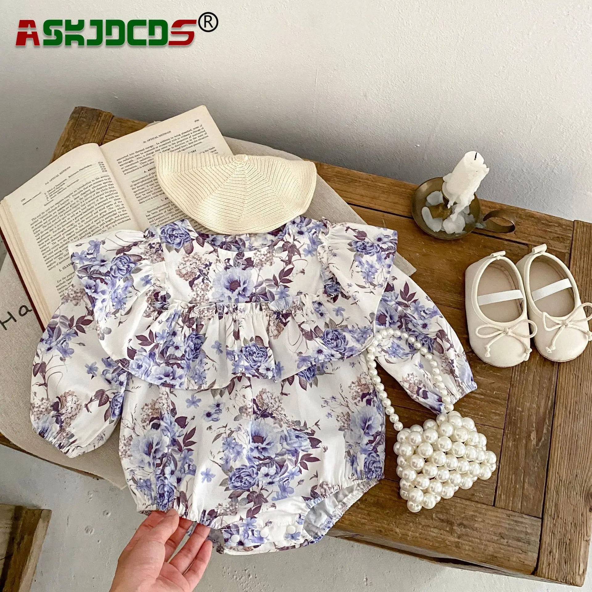 2023 Autumn Clothing Bodysuits Newborn Baby Girls Full Sleeve Floral Ruffles One-piece Infant Cotton Jumpsuits Toddler Kids