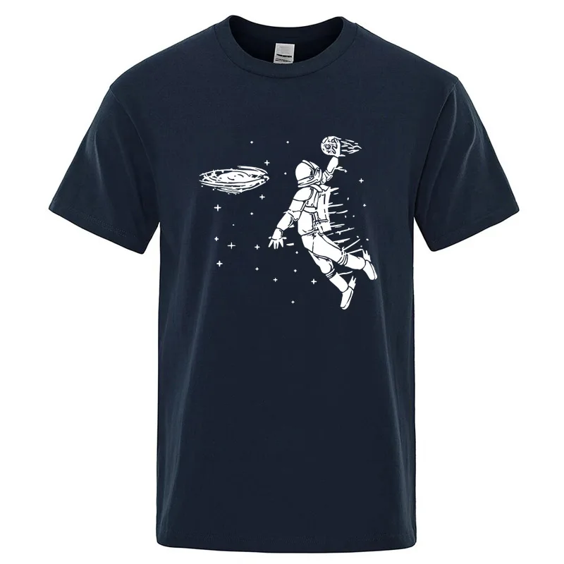 Summer Men T-shirt High Quality Blend Cotton Funny Astronaut Print Casual Loose Cool Men Casual Loose O-neck Men Tshirt Tee Top