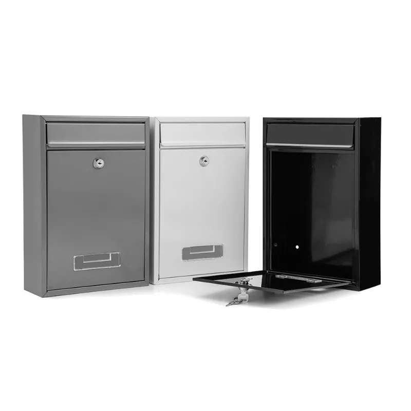 Wall Mount Metal Mail Box with Key Lock Secure Letter Drop Box Multi Purpose Suggestion Document Storage Case