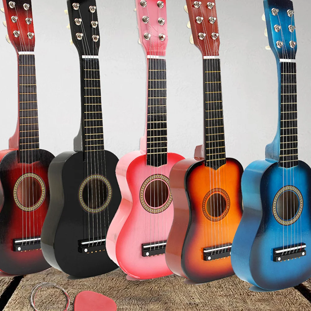 Chitarra in legno multicolore da 23 pollici per bambini, strumento musicale con finitura liscia, regalo educativo, chitarra portatile per bambini