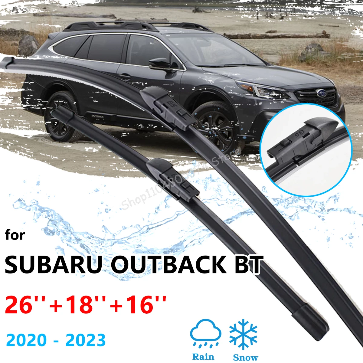 

For Subaru Legacy Outback BT 2020 2021 2022 2023 Front Rear Wiper Blade Rubber Rain Brushes Cutter Window Windshield Windscreen