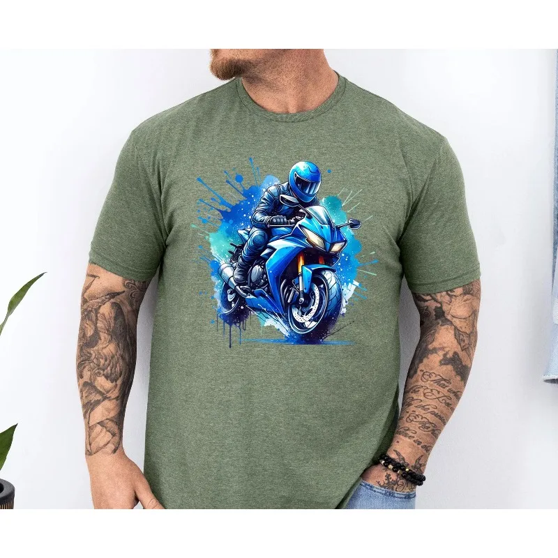 3D Vintage Dirty Motorcycle Men T Shirt Casual Cool Rider Male Tops Hipster Retro Motocross Printed Tee  Outdoor Sports