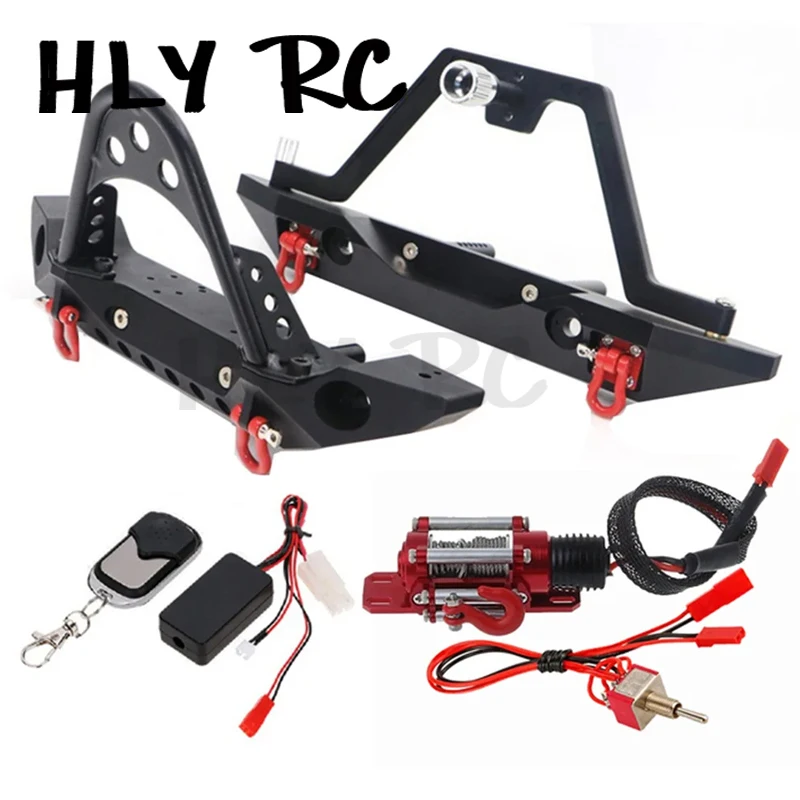 

1set Metal stinger front bumper Rear Bumper electric winch spare tire bracket For 1/10 RC tracked vehicle TRX4 axial SCX10 90046