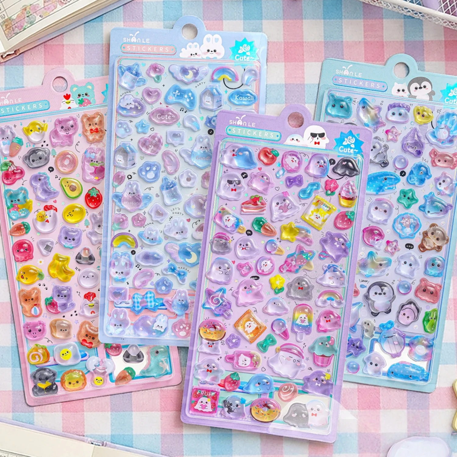 

Candy Color Cartoon Animals Fruit Penguin 3D Relief Stickers Scrapbooking Diy Journal Cute Stationery Sticker School Gift