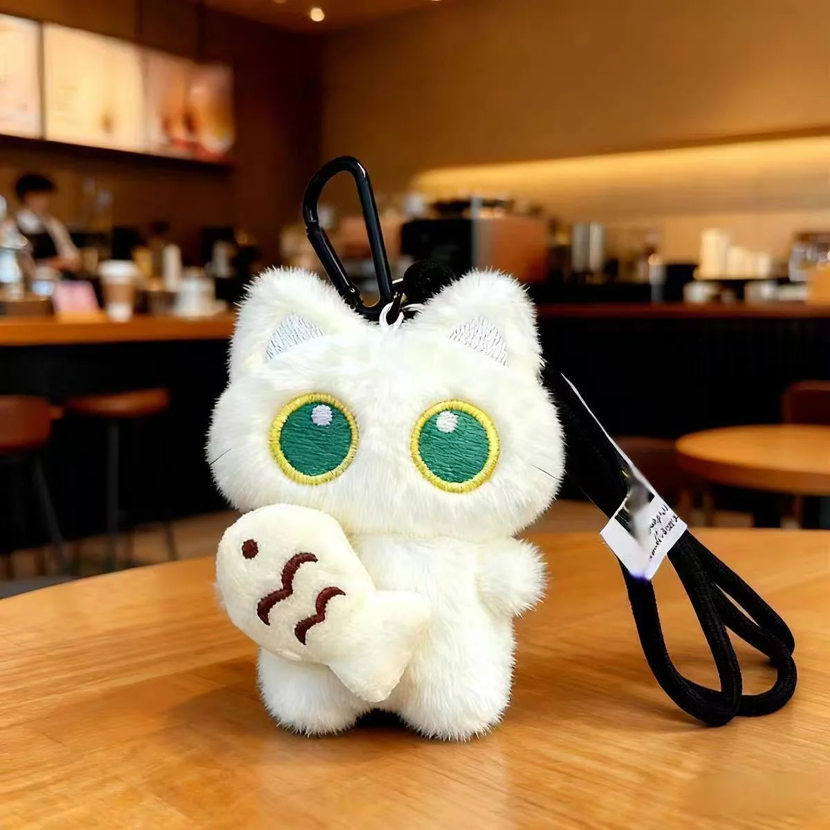 Cute Black Cat Plush Pendant Keychain Pilot Little Black Cat Hanging Backpack Keychain Creative Cat Plush Phone Keychain Gift image 2